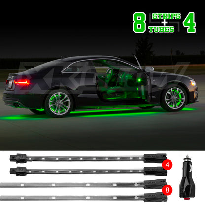 XKGLOW XK Glow Strip Single Color Underglow LED Accent Light Car/Truck Kit Green - 8x24In Tube + 4x8In XK041005-G XK041005-G User 1