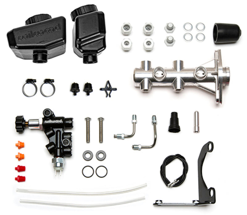 Wilwood Remote Tandem M/C Kit w/Brkt and Valve - 1.12in Bore Burnished 261-16963-P 261-16963-P User 1