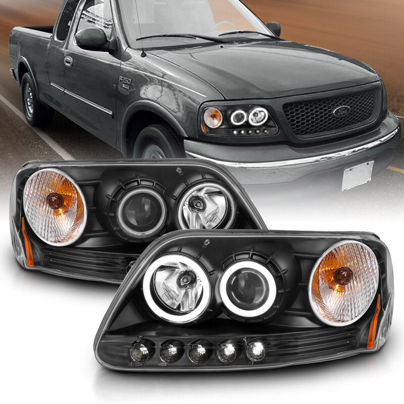 Anzo 1997-2003 Ford F-150 Projector Headlights w/ Halo Black (CCFL) 111097 Photo - lifestyle view