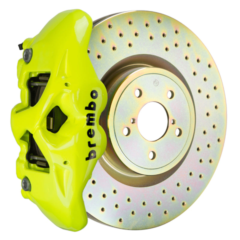 Brembo 02-07 Impreza/WRX/08-14 WRX Fr GT BBK 4 Piston Cast 326 x30 1pc Rotor Drilled- Fluo. Yellow 1S4.6001A7