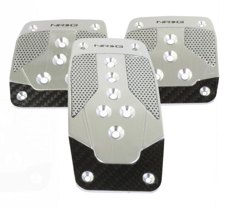 NRG Aluminum Sport Pedal Silver w/ Black Carbon MT PDL-400SL Photo - Primary