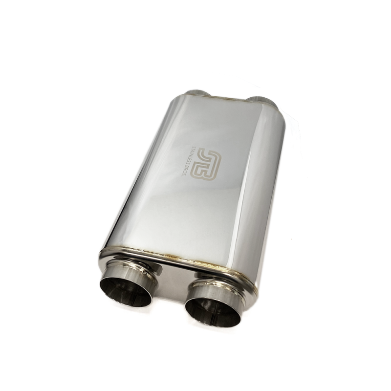 Stainless Bros 3in x 17in OAL SS304 Thin Oval Muffler (3in Dual In / 3in Dual Out) - Polished 616-07623-2250 616-07623-2250 User 1