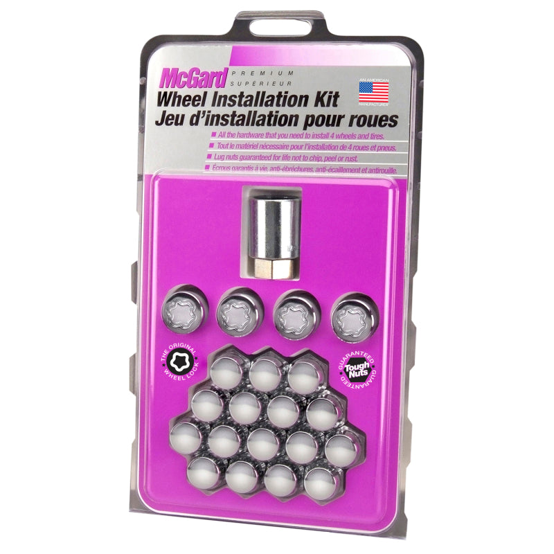McGard 5 Lug Hex Install Kit (Clamshell) w/Locks (Cone Seat Nut) M12X1.5 / 13/16 Hex - Chrome 84557CN 84557CN Photo - in package