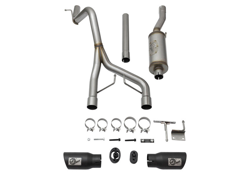 aFe Rebel Series 2-1/2in Stainless Steel Cat-Back Exhaust System w/Black T 49-48056-B Photo - Unmounted