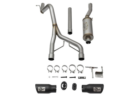 aFe Rebel Series 2-1/2in Stainless Steel Cat-Back Exhaust System w/Black T 49-48056-B Photo - Unmounted