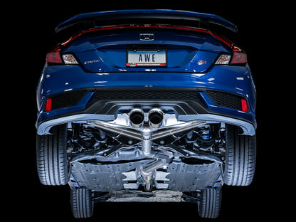 AWE Tuning 2016+ Honda Civic Si Track Edition Exhaust w/Front Pipe & Dual Chrome Silver Tips 3020-32052 3020-32052 Photo - Mounted