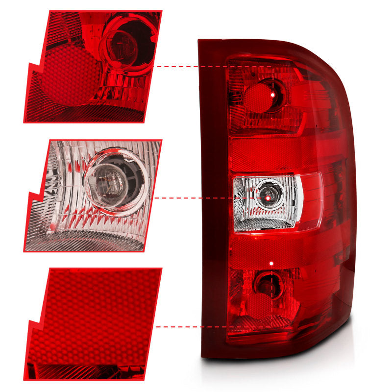 ANZO 2007-2013 Chevy Silverado Taillight Red/Clear Lens (OE Replacement) 311303 311303 Photo - Unmounted