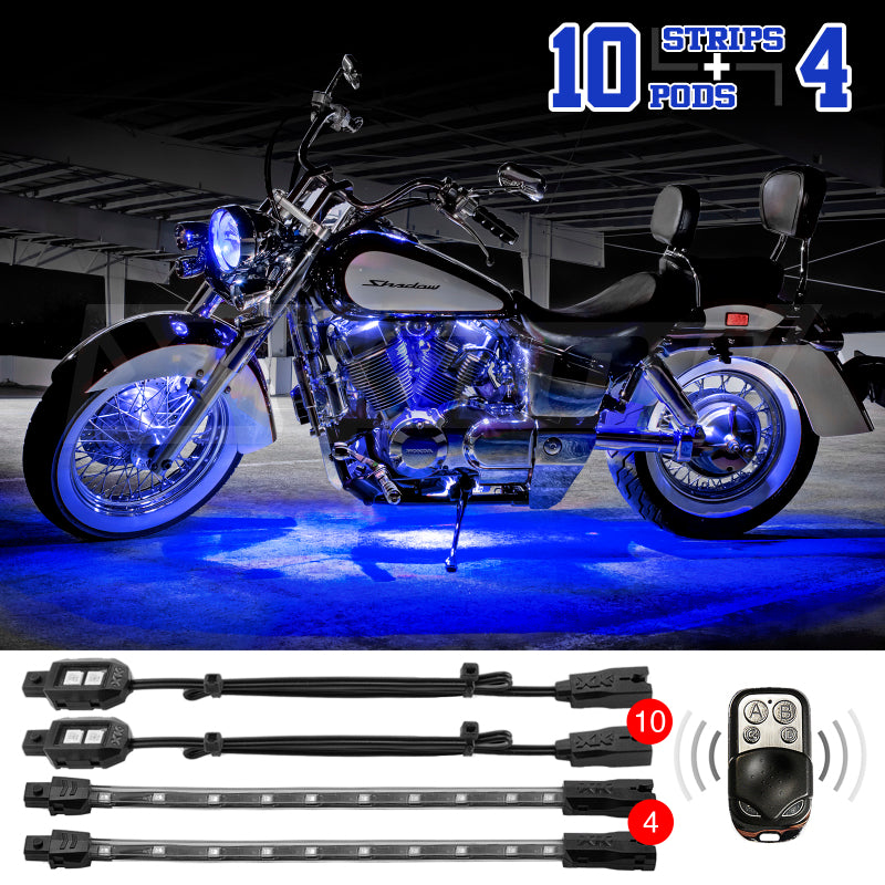 XKGLOW XK Glow Strips Single Color XKGLOW LED Accent Light Motorcycle Kit Blue - 10xPod + 4x8In XK034002-B XK034002-B User 1