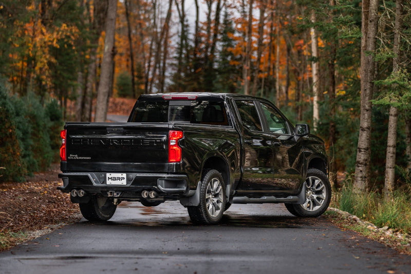 MBRP 19-21 Chevy Silverado 1500 6.2L 2.5in Dual Split Rear Cat Back w/ Quad Carbon Fiber Tips- T304 S50053CF S50053CF Photo - lifestyle view