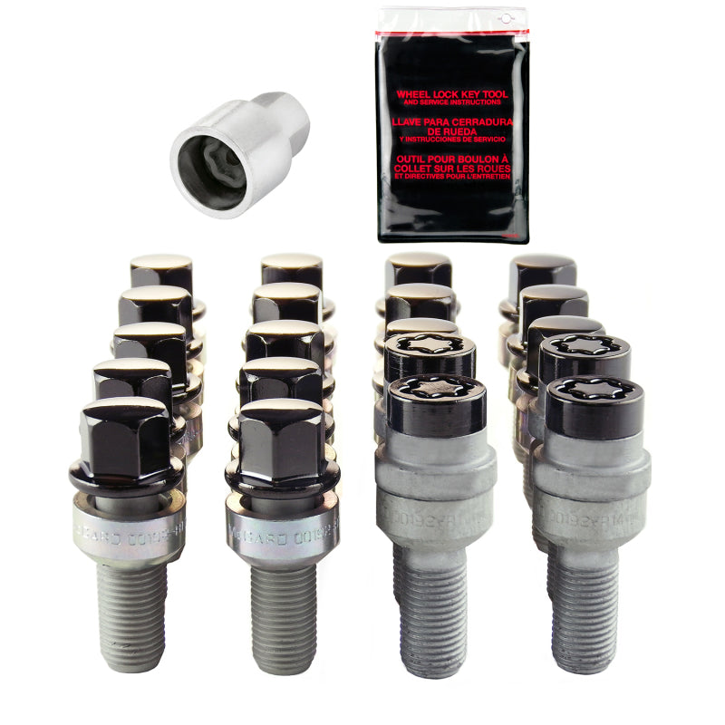 McGard 5 Lug Hex Install Kit w/Locks (Radius Seat Bolt) M14X1.5 / 17mm Hex / 28.1mm Shank L. - Black 68020BK 68020BK Photo - out of package