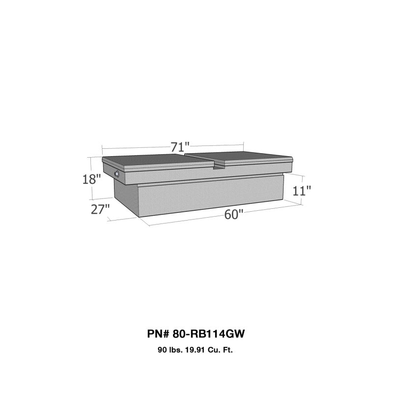 Westin/Brute Gull Wing Lid Full Size Xtra Wide - Aluminum 80-RB114GW 80-RB114GW Photo - Primary