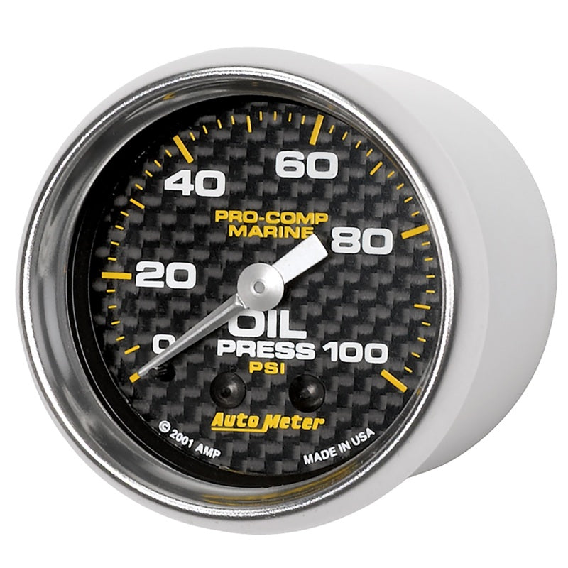 Autometer Marine Carbon Fiber Ultra-Lite 2-1/16in 100PSI Mechanical Oil Pressure Gauge 200790-40 200790-40 User 2