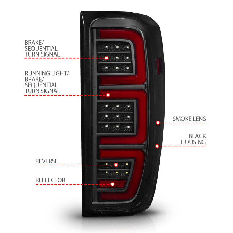 ANZO 19-23 GMC Sierra 1500/2500HD/3500HD Smoke Black Replacement Full LED Bar Tail Light 311458 311458 User 3