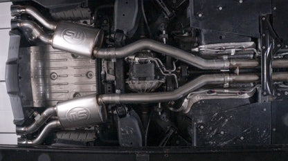 Stainless Works 2016-18 Cadillac CTS-V Sedan Catback System Resonated X-Pipe Dual-Mode Mufflers CTSV16CB CTSV16CB Photo - Mounted