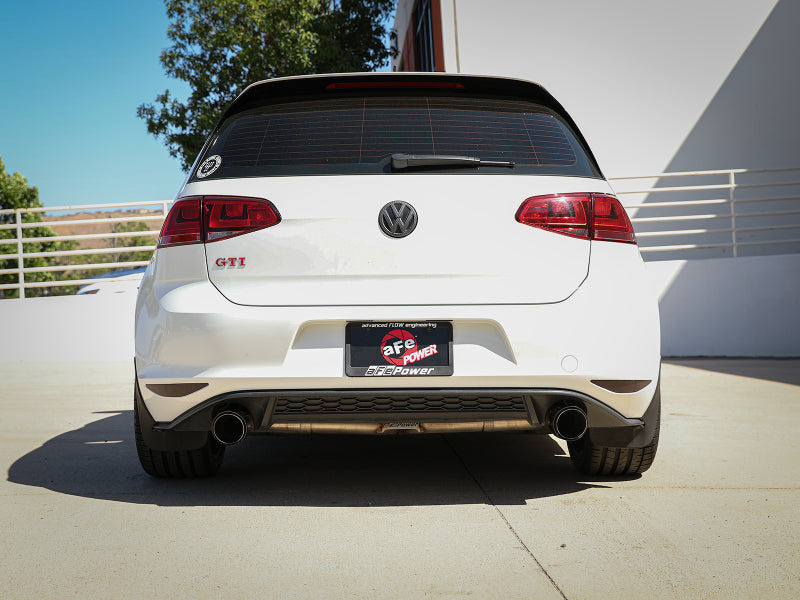 aFe MACH Force-Xp 3in to 2-1/2in Stainless Steel Axle-Back Exhaust Carbon - 15-17 Volkswagen GTI 49-36417-C 49-36417-C Photo - Mounted