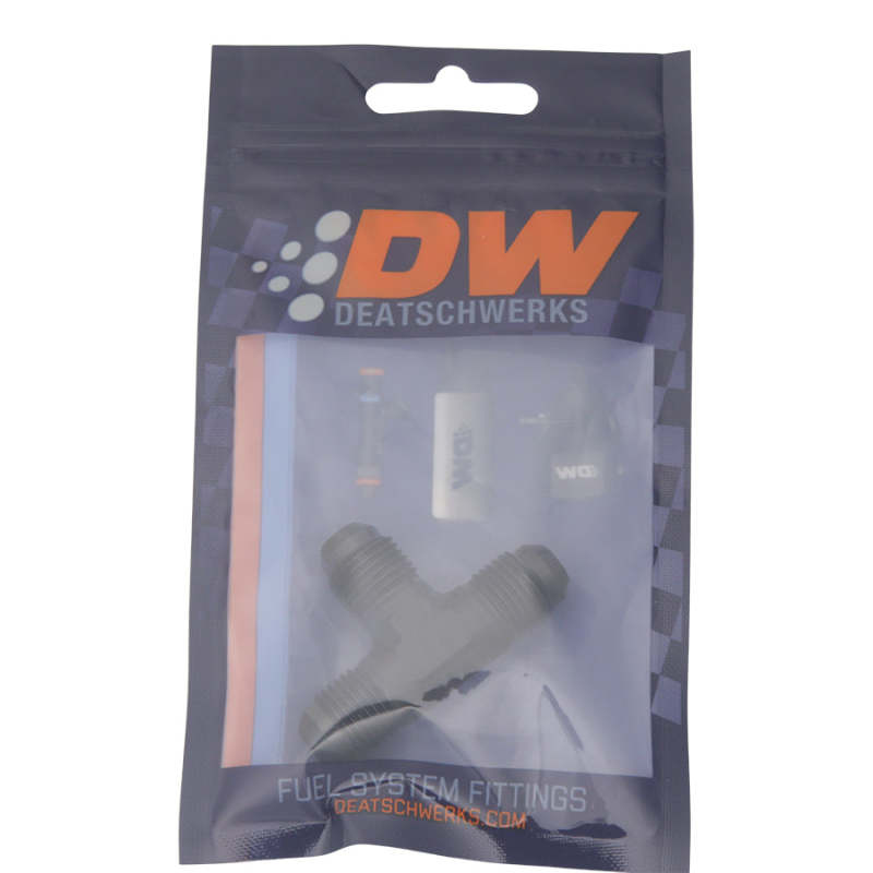 DeatschWerks 6AN Male Flare to 6AN Male Flare to 6AN Male Flare Tee Fitting - Anodized Matte Black 6-02-0721-B 6-02-0721-B Photo - lifestyle view