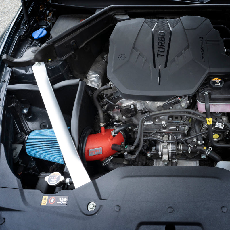 Injen 22-23 Kia Stinger 2.5L Turbo L4 Wrinkle Red Short Ram Tuned Intake System SP1352WR SP1352WR Photo - Mounted