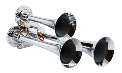 Kleinn Air Horns Kleinn Chrome Triple Horn/ 12.5In/10In/7.5In - Chrome-Plated Zinc Alloy 130 130 Photo - Primary