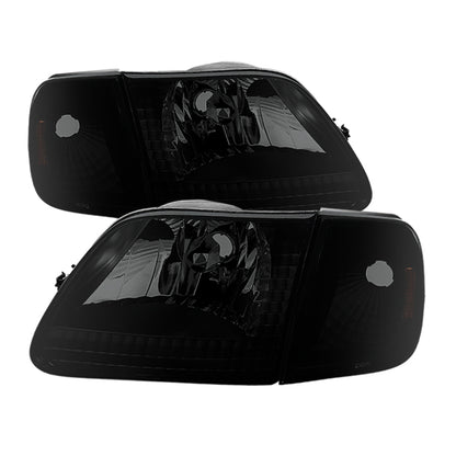 SPYDER Xtune Ford F150 97-03 Crystal Headlights w/Corner Black Smoked HD-JH-FF15097-SET-AM-BSM 9030321 9030321 Photo - Primary
