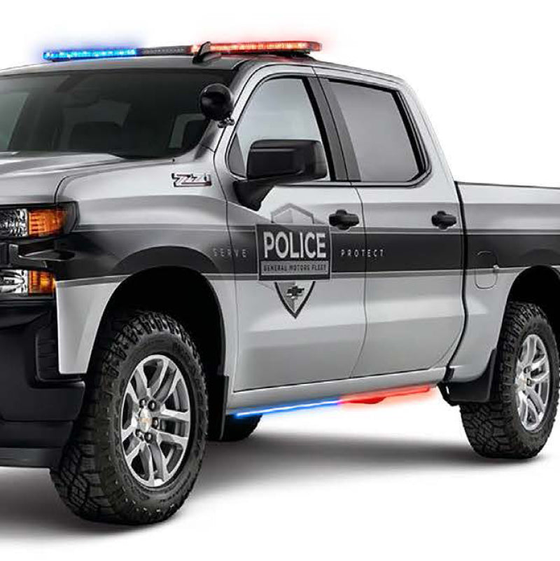 Putco 15-24 Chevrolet Silverado Blade Rocker Sideliners - Blue & White w/ White Override 901801260 901801260 Photo - Primary