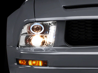 Raxiom 05-09 Ford Mustang Excluding GT500 LED Halo Projector Headlights- Chrome Housing (Clear Lens) 49006 49006 Photo - Primary