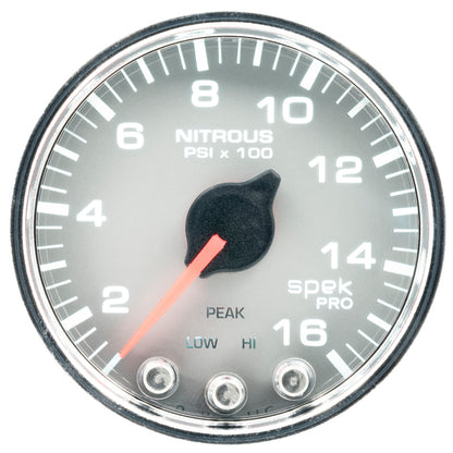Autometer Spek-Pro Gauge Nitrous Press 2 1/16in 1600psi Stepper Motor W/Peak & Warn Slvr/Chrm P32021 P32021 User 2