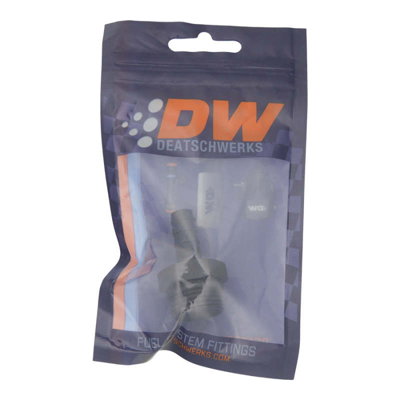 DeatschWerks 10AN ORB Male to 3/8in Male Triple Barb Fitting (Incl O-Ring) - Anodized Matte Black 6-02-0517-B 6-02-0517-B Photo - lifestyle view