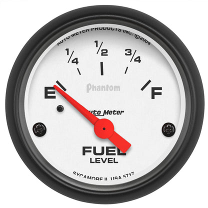 Autometer Gauge, Fuel Level, 2 1/16", 0E to 30F, Elec, Phantom 5717 Photo - Primary