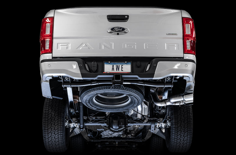 AWE Tuning 2019+ Ford Ranger 0FG Performance Exhaust System w/Chrome Silver Tips & Bash Guard 3015-22072 3015-22072 Photo - Mounted
