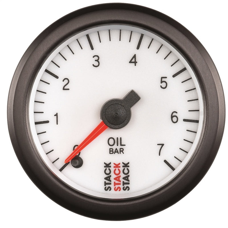 Autometer Stack 52mm 0-7 Bar M10 Male Pro Stepper Motor Oil Pressure Gauge - White ST3351 ST3351 Photo - Primary