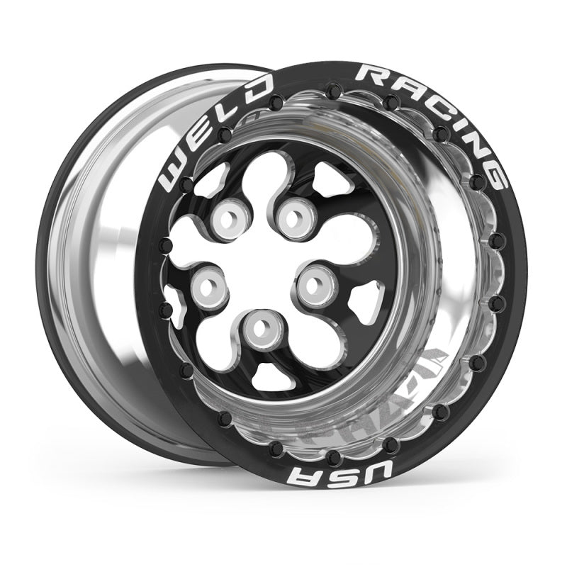 Weld Alpha-1 15x12 / 5x4.5 BP / 5in. BS Black Wheel - Black (Powder Coated) Double Beadlock MT 83B-512B208MB