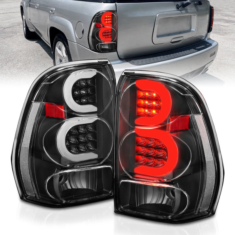 ANZO 2002-2009 Chevrolet Trailblazer LED Tail Lights w/ Light Bar Black Housing Clear Lens 311371 311371 Photo - Primary