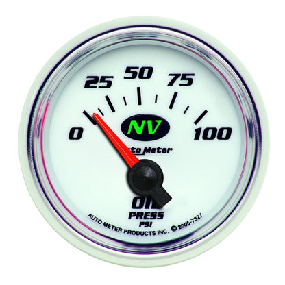 Autometer Gauge, Oil Pressure, 2 1/16", 100psi, Electric, NV 7327 Photo - Primary