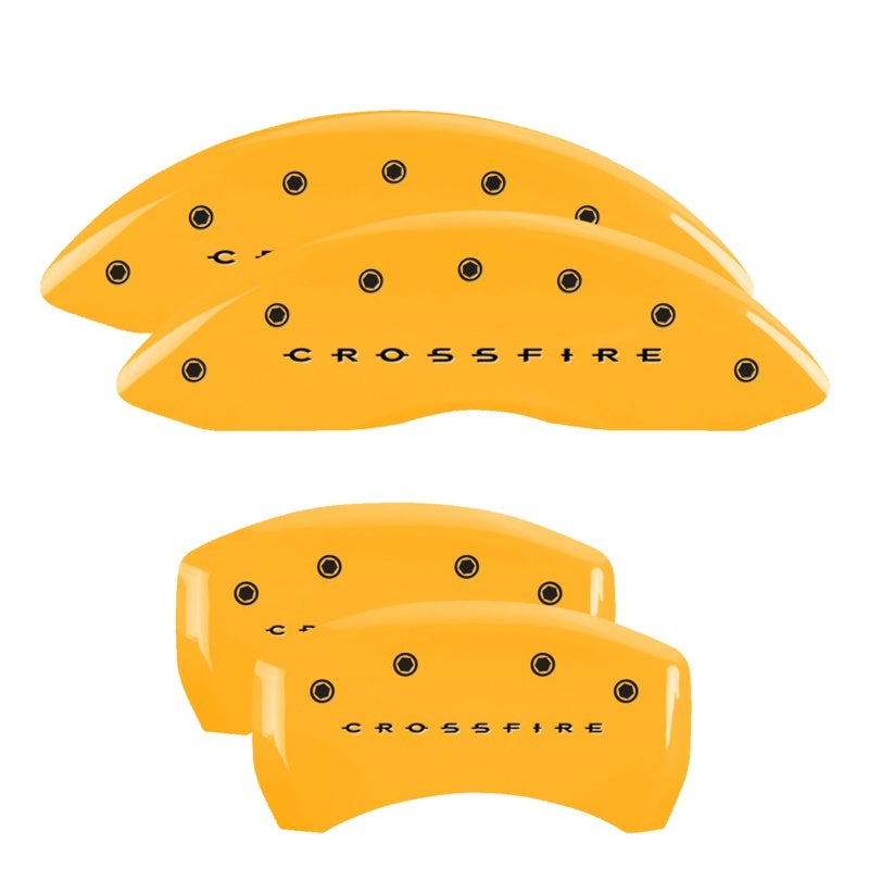 MGP 4 Caliper Covers Engraved F & R Crossfire Yellow Finish Black Char 2005 Chrysler Crossfire 32010SCRFYL 32010SCRFYL Photo - Primary