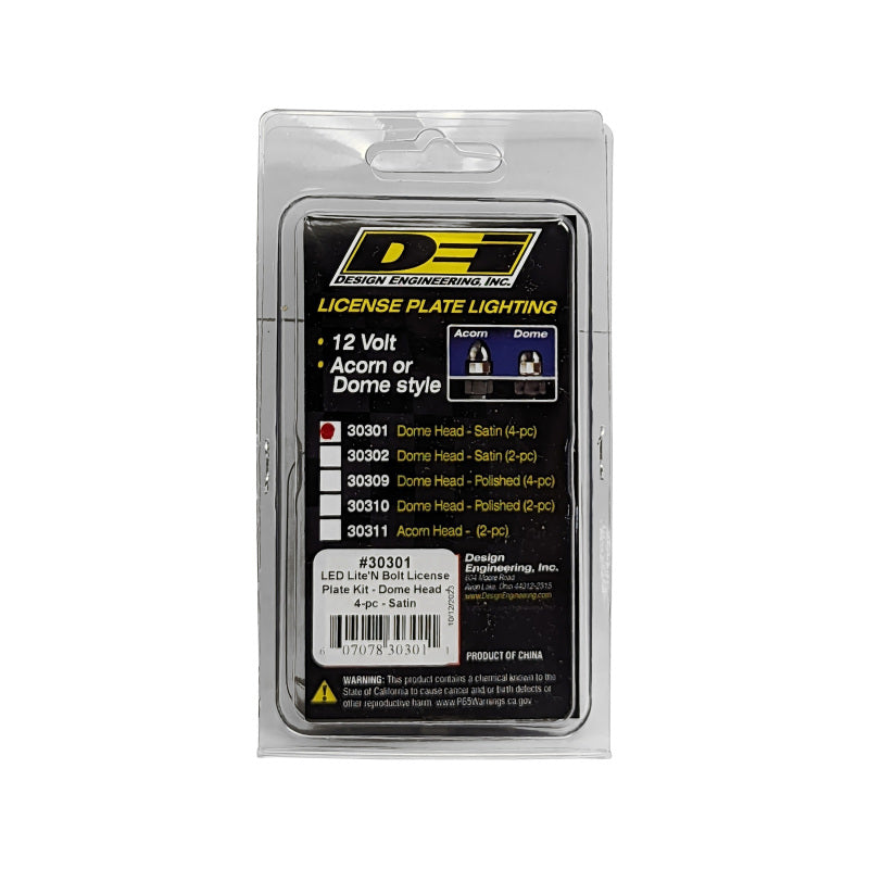 DEI LED LiteN Boltz License Plate Lighting Kit - Dome Head - 4pc - Satin 30301 30301 Photo - Unmounted