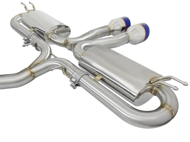 aFe Takeda 3 IN 304 Stainless Steel Cat-Back Exhaust System w/ Blue Flame 49-36621-L Photo - Unmounted
