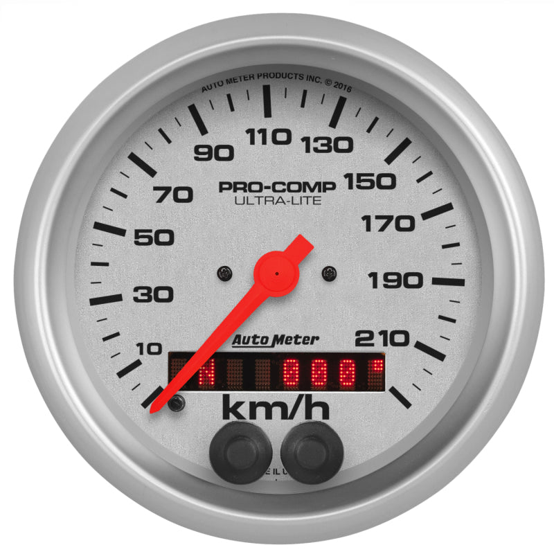 Autometer Ultra-Lite 3-3/8in. 0-225KM/H (GPS) Speedometer Gauge 4480-M 4480-M Photo - Primary