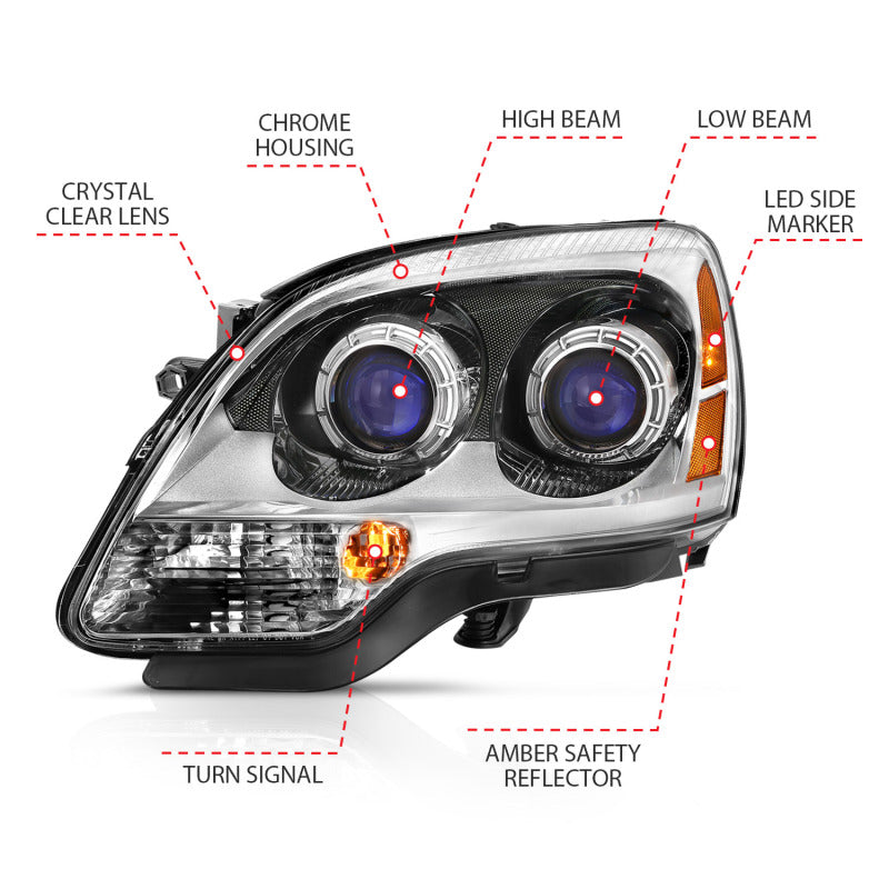 ANZO 2007-2008 Gmc Acadia Crystal Headlight Chrome Amber(OE) 111476 111476 Photo - out of package