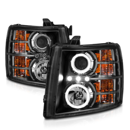 Anzo 2007-2013 Chevrolet Silverado 1500 Projector Headlights w/ Halo Black 111200 Photo - Unmounted