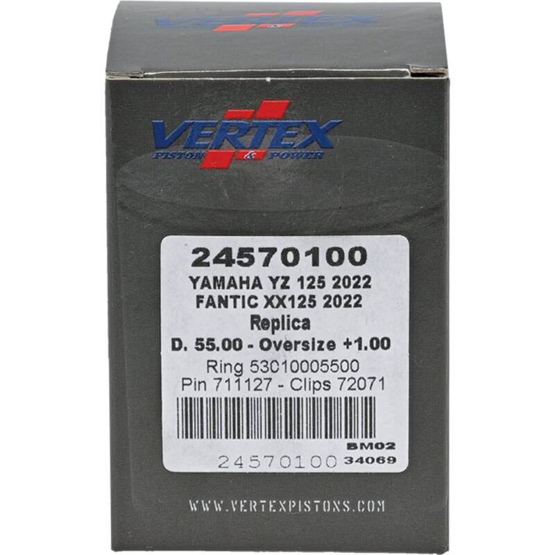 Vertex Pistons Vertex Piston 2023 Fantic Motor XE 125 125cc +1.00mm Oversized Cast Replica Piston Kit 24570100 24570100 Photo - Primary