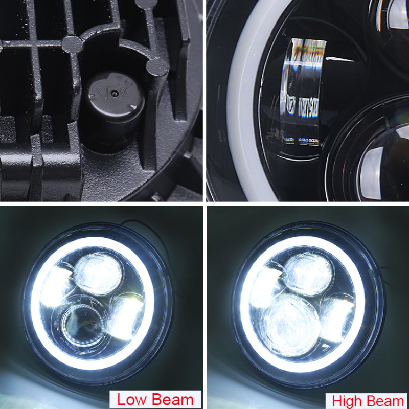 Raxiom 97-18 Jeep Wrangler TJ/JK Axial 7-Inch LED Headlights w/RGB Halo- Blk Hsng (Clear Lens) J142665 J142665 Photo - Close Up