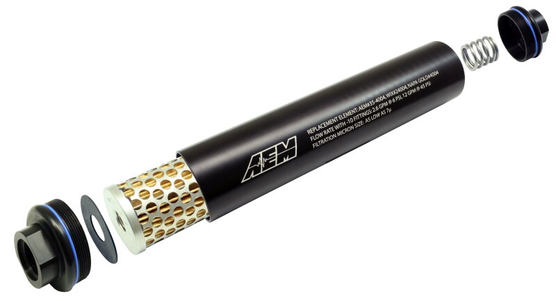 AEM Electronics Black Universal High Flow -10 AN Inline Fuel Filter 25-201BK Photo - out of package
