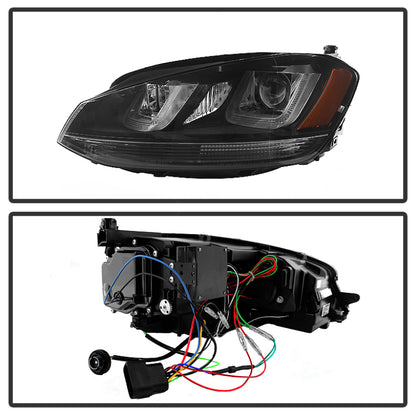 Spyder Volkswagen Golf VII 14-16 Projector Headlights DRL LED Blk Stripe Blk PRO-YD-VG15-BLK-DRL-BK 5080578 5080578 User 1