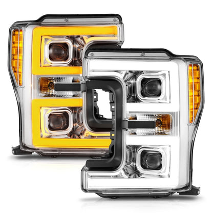 ANZO 17-19 Ford F-250/350/450 SD (w/o Factory LED HL) LED Proj Headlights w/Light Bar Switchback Chr 111578 111578 Photo - Unmounted