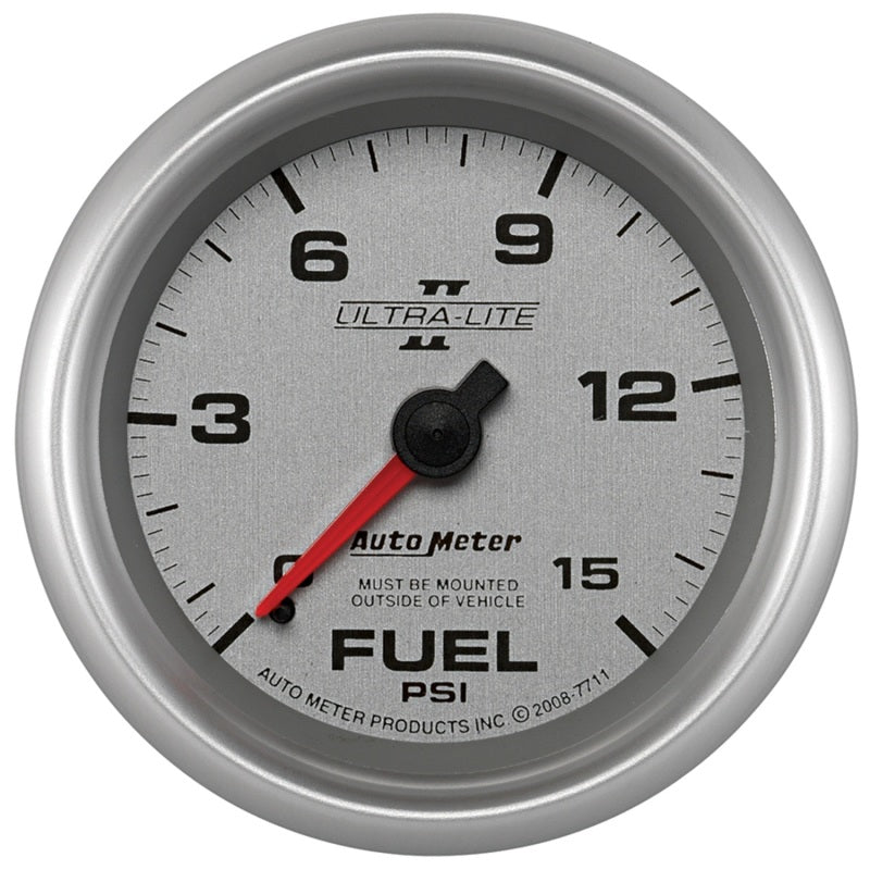 Autometer Gauge, Fuel Pressure, 2 5/8", 15psi, Mechanical, Ultra-Lite II 7711 Photo - Primary