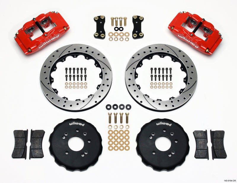 Wilwood FSLI4 Front Hat Kit, 13.00", Drilled Red, Nissan 140-9194-DR Photo - Primary