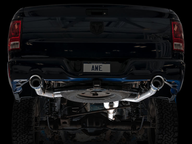 AWE Tuning 09-18 RAM 1500 5.7L (w/Cutouts) 0FG Dual Rear Exit Cat-Back Exhaust - Chrome Silver Tips 3015-32002 3015-32002 Photo - Mounted