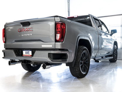 AWE Tuning 4th Gen GM 1500 5.3L 0FG Catback Split Rear Exit (Flat Bumper) - Quad Chrome Tips 3015-32205 3015-32205 Photo - Mounted