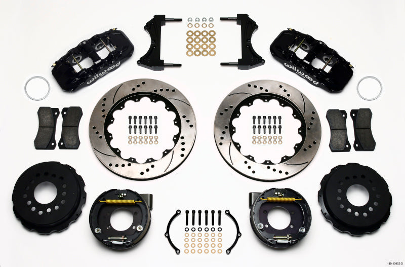 Wilwood AERO4 Rear P-Brake Kit 14.00in Drilled Ford 8.8 w/2.5in Offset-5 Lug 140-10952-D 140-10952-D Photo - Primary