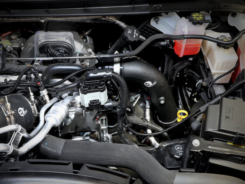 aFe BladeRunner Black 3in Aluminum Charge Pipe Kit 20-21 GM Diesel Trucks V8-6.6L (td) L5P 46-20444-B 46-20444-B Photo - Mounted